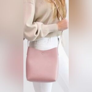 Anthropologie Samara Med Shoulder Bag Peony Pink Vegan Leather Iconic Closure👍